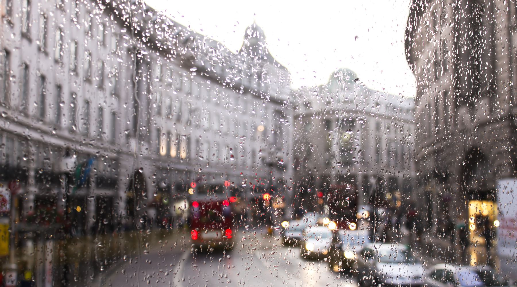 Rainy Day shot behind a glass on Regent Street Road 